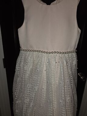 Girls' Pearl-Trim Light Pink Lace Party Dress